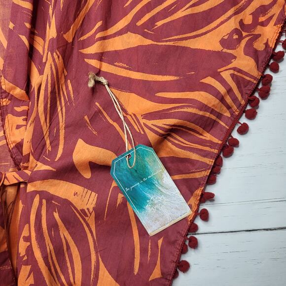 True Destinations Floral Printed Belted Maxi Cover Up Swim Beach Orange Medium - Picture 9 of 9